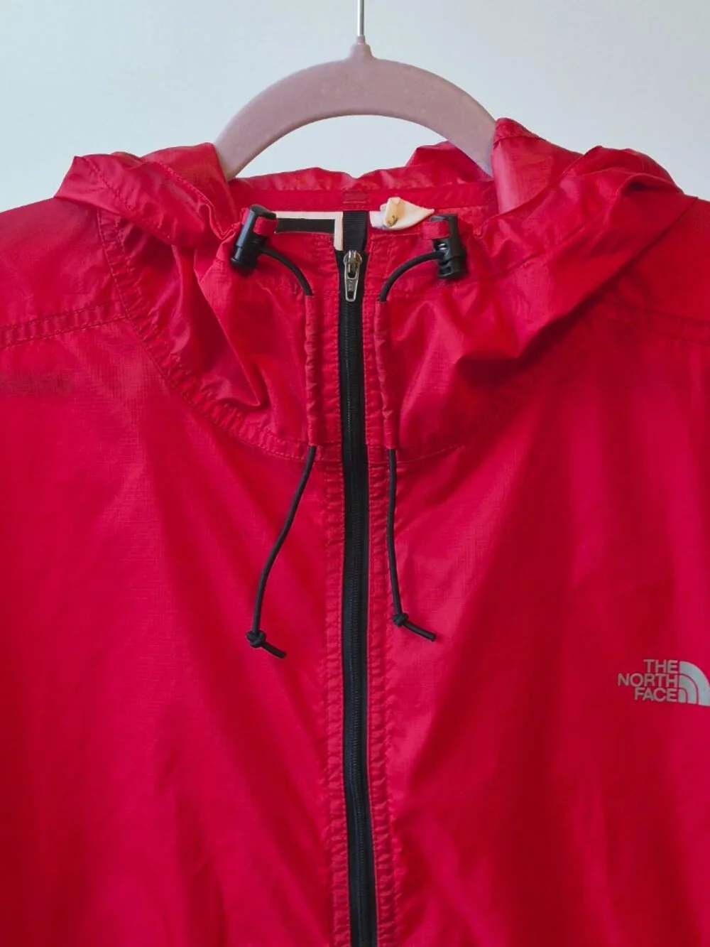 Vintage The North Face Stow Pocket large  Red Anorak Windbreaker Hooded Jacket